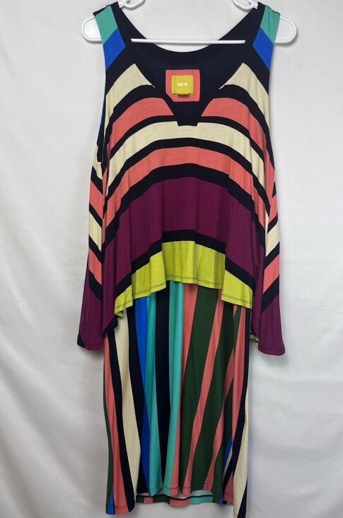 Maeve Dresses & Skirts - Maeve Women Med Multicolor Sleeveless Lagenlook Striped Hippie Boho Dress